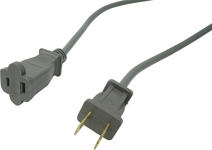 Woods Light Duty Extension Cord, 20Ft, 16 Gauge, Small Appliance Cord, SVT, Gray, 990547