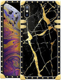 Compatible with iPhone XR Case, Black Gold Marble Nature Luxury Golden Decoration for Girl Women Soft TPU Shockproof Protective Hard PC Back for iPhone XR