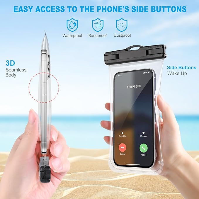 PEDVSTY Waterproof Phone Pouch 2 Pack, IPX8 Waterproof Phone Case for iPhone Galaxy Pixel Up to 7.2", Cell Phone Dry Bag Beach Vacation