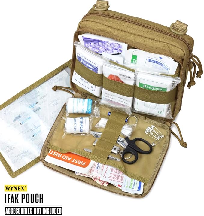WYNEX Tactical Molle Admin Pouch of Double Layer Design, Admin Pouches Molle Attachment Military Medical EMT Organizer with Map Pocket EDC EMT Pack IFAK Tool Holder Universal U.S.A Patch Included