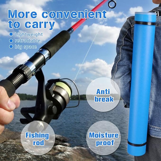 DEWEL Document Tube,Plastic Expanding Poster/Art/Document Storage Tube 24.5 to 40 inches Adjustable with Carrying Strap Waterproof and Light-Resistance Telescoping Carrying Case (Blue-Large Size)