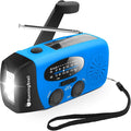 Emergency Hand Crank Radio with LED Flashlight for Emergency, AM/FM Portable Weather Radio with 2000mAh Power Bank Phone Charger, USB Charged & Solar Power for Camping, Emergency(Blue)