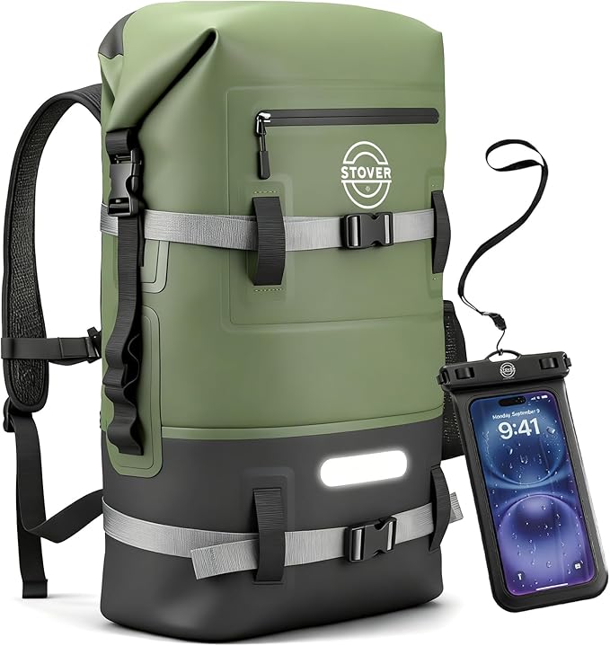 STOVER 5/10/25/30/40/55L Waterproof Dry Bag- Roll-Top Backpack w/Phone Case- Kayaking, Hiking, Camping, Boating- Men/Women