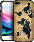 Case for iPhone 7 Plus/8 Plus, Brown World Map Pattern Made of Soft Silicone Hard Acrylic for Shock Protection