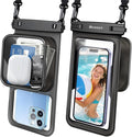 Niveaya [Floatable Floating Waterproof Phone Pouch 2 Pack-Up to 8.5", Large Space Adjustable Neck Lanyard Waterproof Phone Case, Phone Dry Bags for Vacation Beach Pool Kayak Cruise Travel Essentials