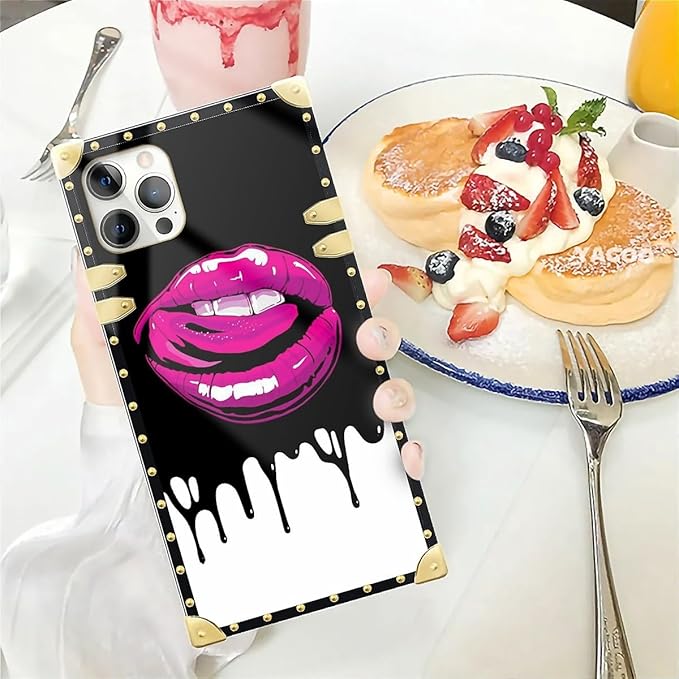 Compatible with iPhone 12 Pro Max Case, Black White Red Slap Sexy Luxury Golden Decoration for Girl Women Soft TPU Shockproof Protective Hard PC Back for iPhone 12 Pro Max