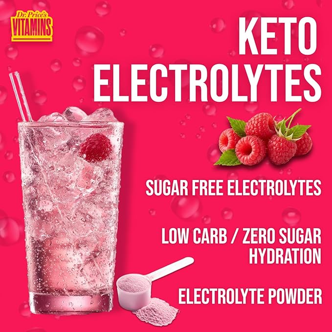 Dr. Price’s Electrolytes Powder Bulk – Raspberry, 90 Servings | Sugar Free Hydration Drink Mix with 72+ Trace Minerals, Manganese | Keto Electrolytes | Vegan, Doctor-Formulated, Made in USA
