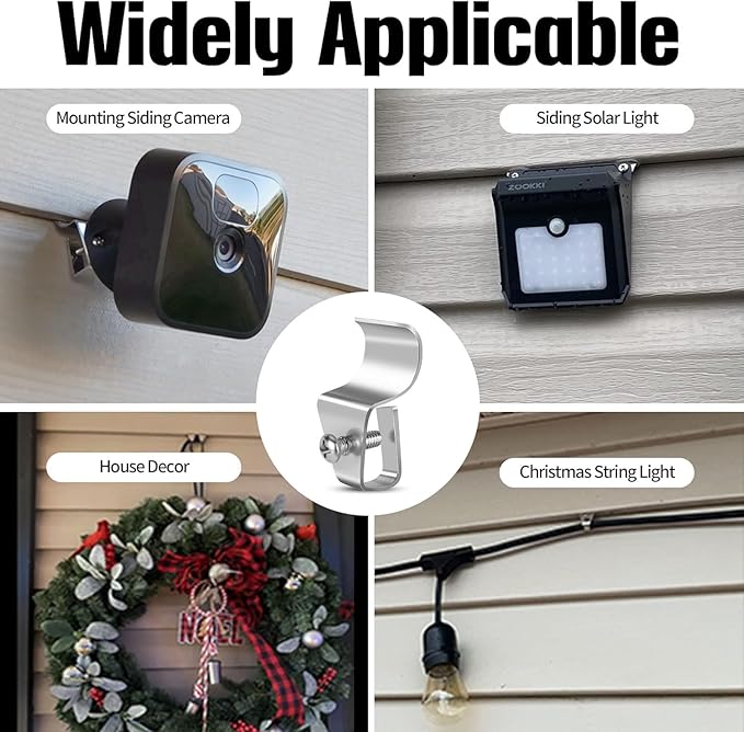 Antimbee Vinyl Siding Clips - 10 Pack Hangers, Upgrade No-Hole Outdoor Camera Mount for Blink, Arlo, Ring - No Damage, No Drilling, Weatherproof 304 Stainless Steel Home Siding Hooks