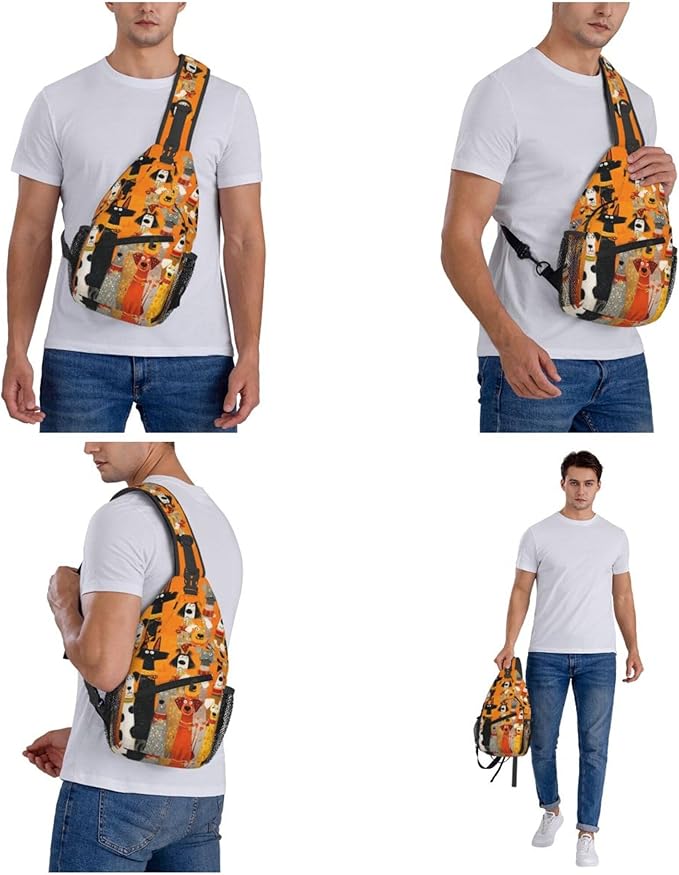 FyLybois Dog Sling Bag for Women Lightweight Crossbody Backpack Casual Daypack with Adjustable Strap for Travel Work Hiking Everyday Use