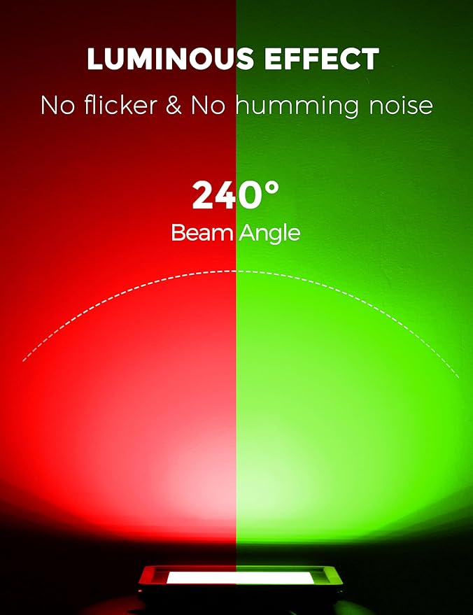 L LOHAS LED Red and Green Christmas Flood Light Outdoor, 𝑫𝒖𝒔𝒌 𝒕𝒐 𝑫𝒂𝒘𝒏 50W Plug in Flood Light, IP66 Waterproof Christmas Decorations, 2300lm Christmas Lights for Yard, Party, UL Listed