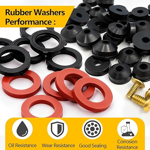 160 Pieces Hose Bib Washer & Faucet Washers Assorted Kit (14 Sizes) - Includes Hose Gaskets, Flat & Beveled Rubber Washers, Brass Bibb Screws for Outdoor Spigot, Garden Valve, Leak Plumbes