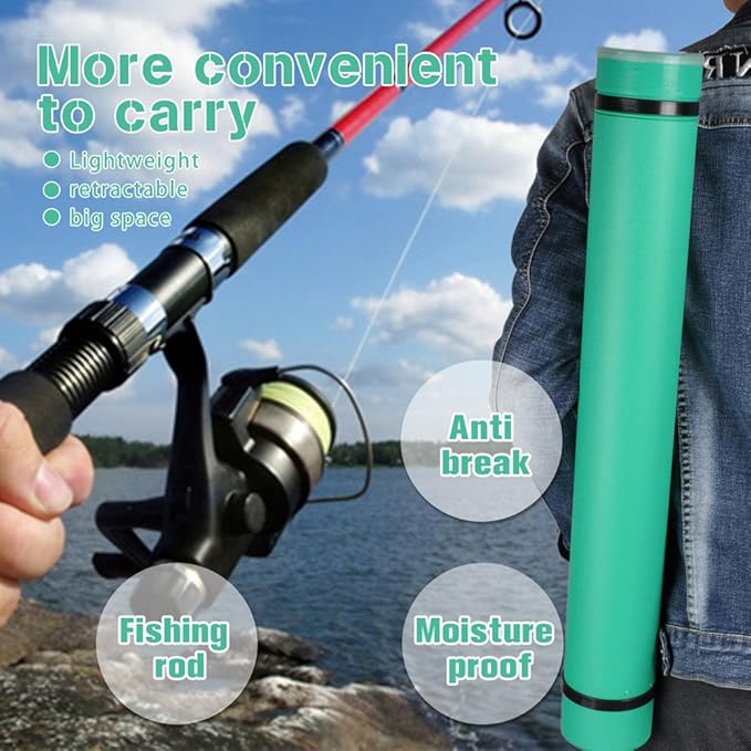 DEWEL Document Tube,Plastic Expanding Poster/Art/Document Storage Tube 24.5 to 40 inches Adjustable with Carrying Strap Waterproof and Light-Resistance Telescoping Carrying Case (Green-Large Size)