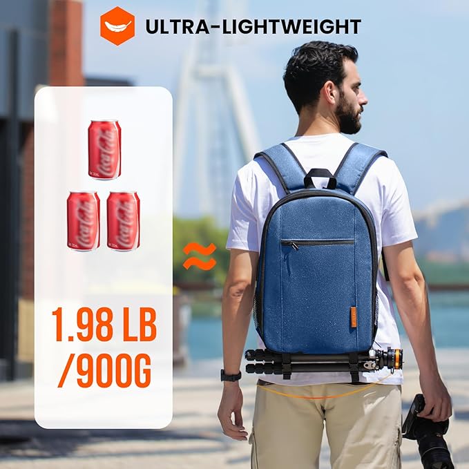 TARION Camera Bag Backpack for Photographers: Photography Camera Backpack with Laptop Compartment Waterproof Raincover Photo Backpack Bag Blue TB-M