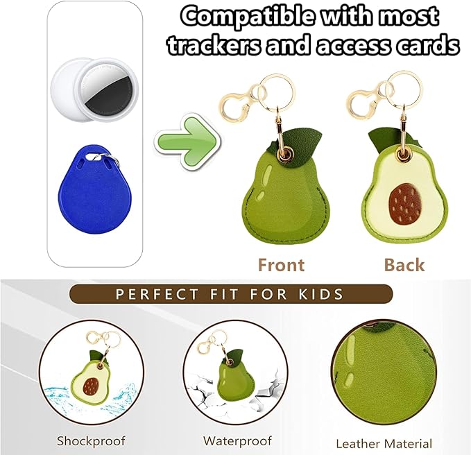 Leather Keychain Holder Case Compatible with AirTag,Cute air tag Cover with Keychain Ring,GPS Tracker Case for Keys