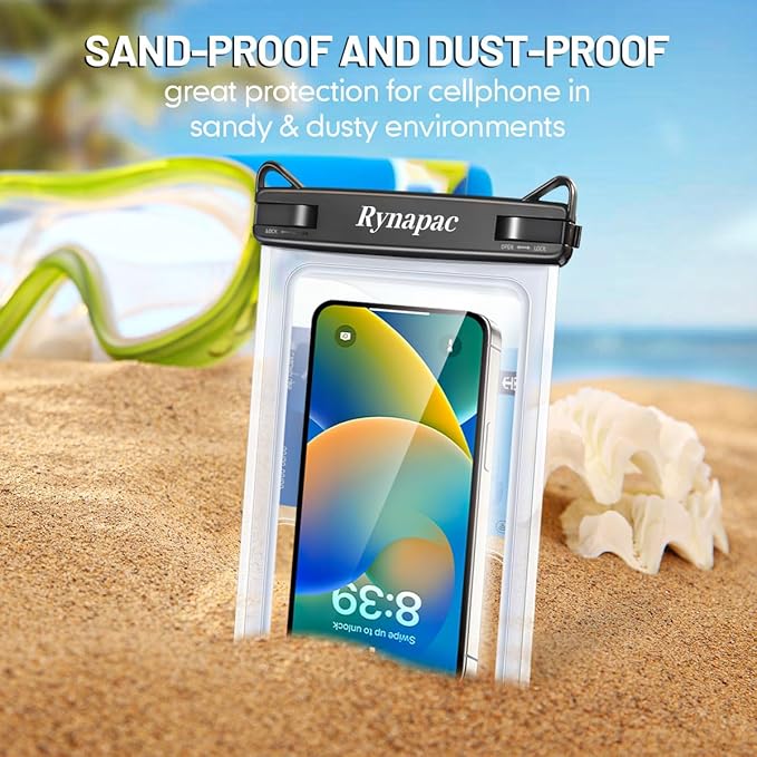 Rynapac [Up to 8.5" Waterproof Phone Pouch - 2 Pack IPX8 Waterproof Phone Case for iPhone 17 16 15 14 Pro Max Galaxy S26 Ultra, Touchscreen & Underwater Photography, Beach Cruise Travel Essentials