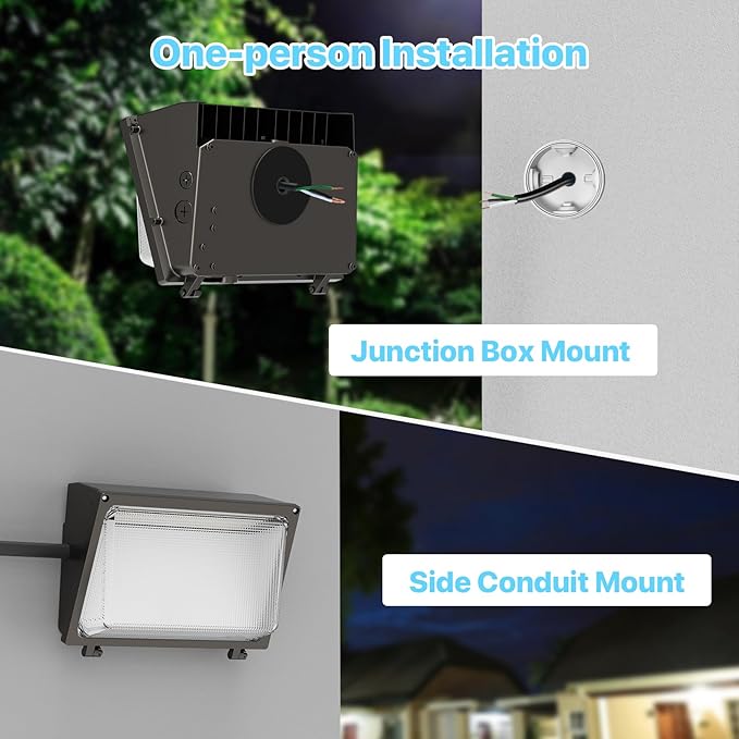 HYPERLITE LED Wall Pack Light: 120W 18000LM Glass Lens Wall Pack LED Exterior Light, Wall Pack Lights Outdoor LED Daylight 5000K for Area Yard Building Parking Lot Barn UL Listed