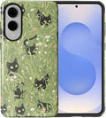 for Samsung Galaxy S25 Edge Case,HL2 Grass Cat Hybrid 2 Layer Hard Shell Silicone Protective Pattern Design Case