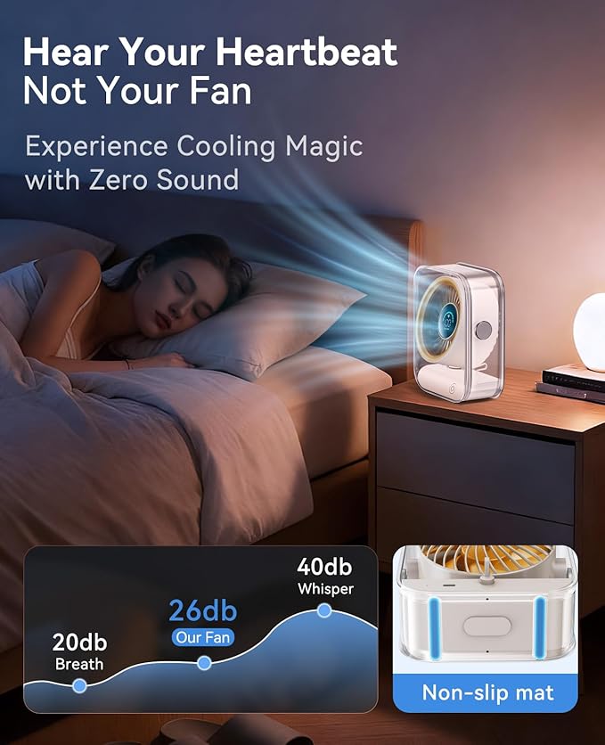 DIGIX Portable Desk Fan for Bedroom, Rechargeable Small Table Fan with 100 Speeds, 90° Rotation, Turbo Airflow, LED Display, Quiet Personal USB Cooling Fan for Office Home Travel Camping, Yellow