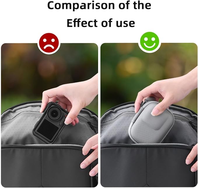Carrying Case for DJI Osmo Action 5 Pro/4/3, Small Storage Bag for GoPro, PU Hard Travel Protector Case for Insta360 Ace/Ace Pro/2 with Wrist Strap & Carabiner Protective Accessories(Grey)