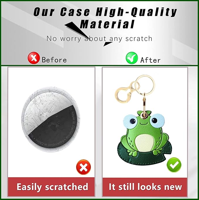 Leather Keychain Holder Case Compatible with AirTag,Cute air tag Cover with Keychain Ring,GPS Tracker Case for Keys