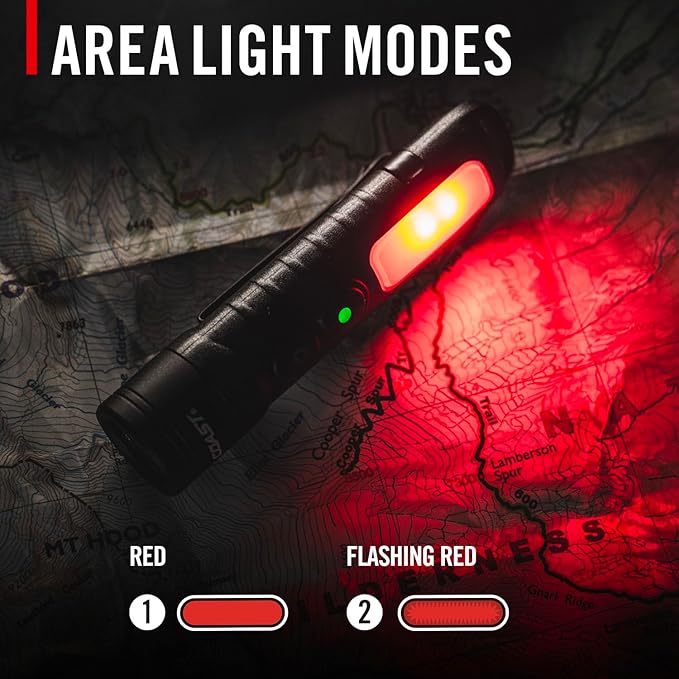Coast KL35R 600 Lumen Rechargeable LED Pocket Flashlight with RED Light