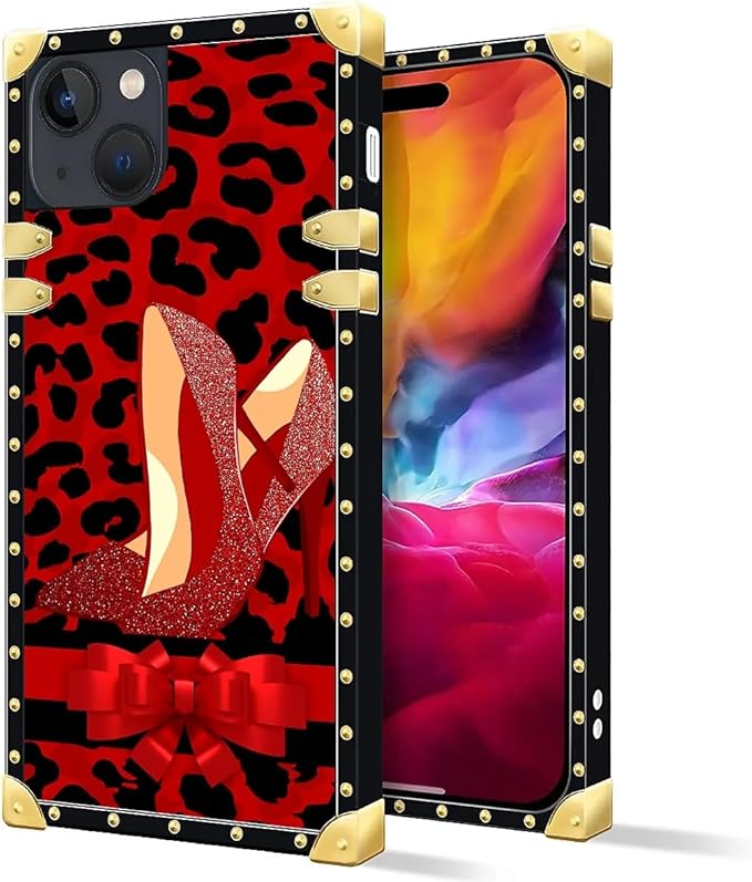 Compatible with iPhone 15 Case, Elegant High Heels Luxury Golden Decoration for Girl Women Soft TPU Shockproof Protective Hard PC Back for iPhone 15