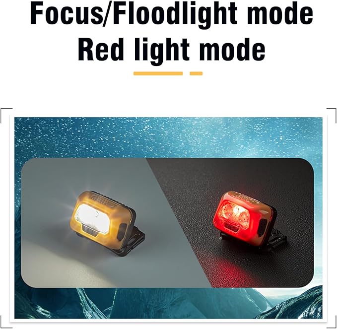 SUNREI Rechargeable Headlamp, Red Led Headlamp, 2200mAh Battery, Motion Sensor, Stepless Dimming, IPX6 Waterproof, 6 Light Modes, Type-C, Lightweight Outdoor Headlamp for Camping, Hiking, Running
