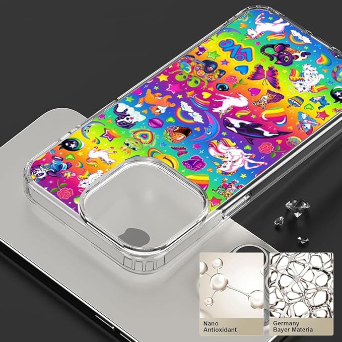 Generic Phone Case Pattern Pc Vomit Bumper Lisa Scratch Frank Cute Rainbow TPU Y2k Accessories Collage Compatible with iPhone 14 Plus Anti-Scratch Clear Transparent
