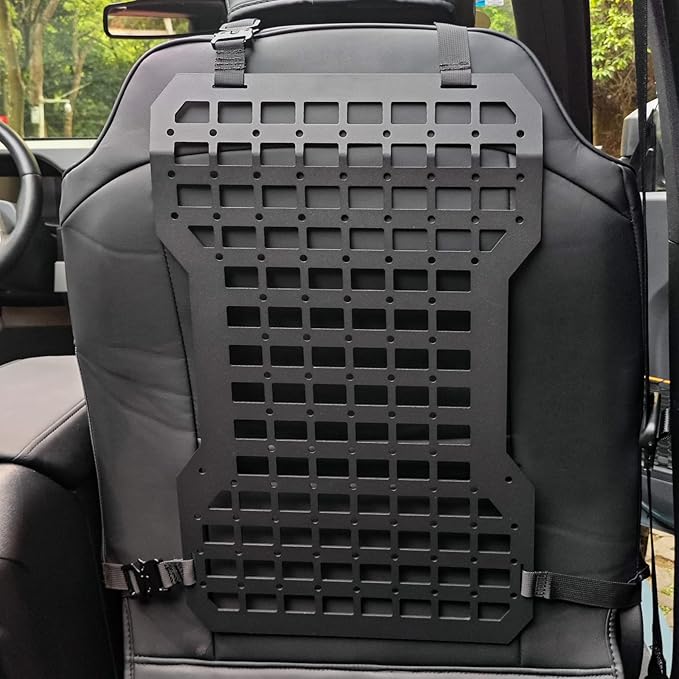MAIKER 2pcs Tactical Seat Back Molle Panel Compatible with 2021-2025 Ford Bronco, Tactical Rigid Molle Aluminum Insert Panel with 4 Storage Bags and 10 Fastening Tape