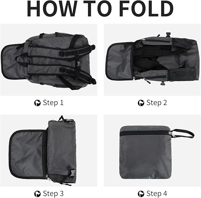 Small Hiking Backpack Travel Lightweight Hiking Packable Daypack Water-Resistant Foldable Backpacks 15L for Travel Women Men Camping (Grey)
