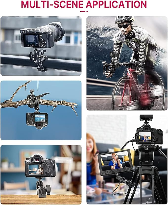 ULANZI Super Clamp Camera Clamp Mount Monitor 360° Ballhead Magic Arm Double Ball Head Adapter with 1/4"-20 & 3/8"-16 Thread ST-07 Phone Tripod Mount
