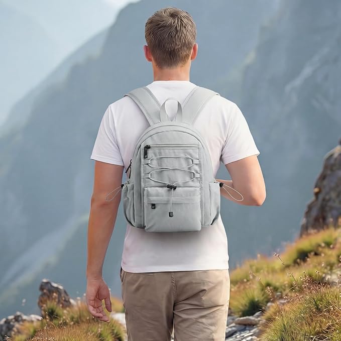 G4Free 10L Small Backpack for Women Men Lightweight Mini Travel Backpacks Hiking Casual Daypack, Light Gray