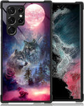 for Samsung Galaxy S23 Ultra Case, Star Two Wolfs Howling Pattern Graphic Design Girl Boy Soft Silicone Hard Acrylic Shock Protection for Samsung Galaxy S23 Ultra