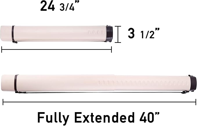 2-Pack Extendable Poster Tubes Expand from 24.5” to 40” with Shoulder Strap | Carry Documents, Blueprints, Drawings and Art | Creamy White and Violet Portable Round Storage Cases with Lids and Labels