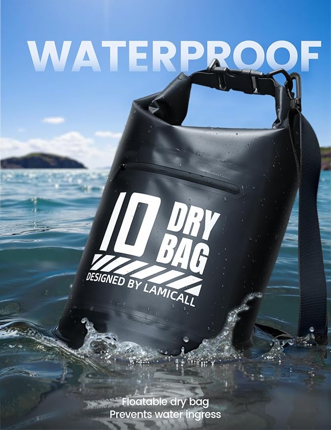 Lamicall Small Dry Bag, Waterproof Bag - [Durable & Floating] 5L/10L/20L/30L/40L Water Proof Bag with Waterproof Phone Pouch, Keeps Gear Dry Sack for Kayak Swim Boat Paddle Boarding Hiking Fishing