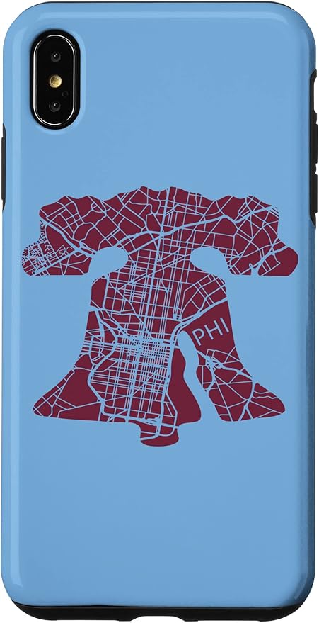 Philadelphia Street Map Liberty Bell Vintage Maroon Philly Case for iPhone XS Max