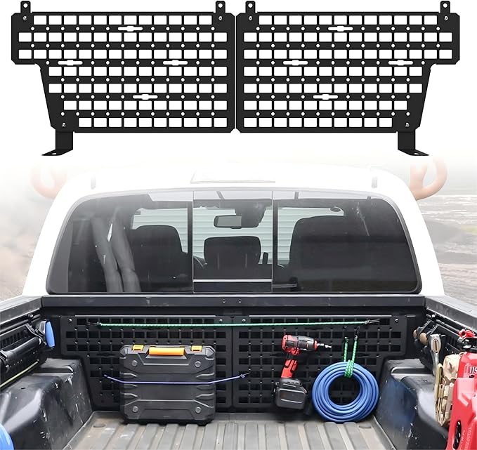Trumgeta Front Bed MOLLE Panels Fit for 2016-2023 Toyota Tacoma 5FT Bed, Heavy-Duty Aluminum Truck Storage Organizer System for Camping, No-Drill Installation Truck Bed Organizer Accessories