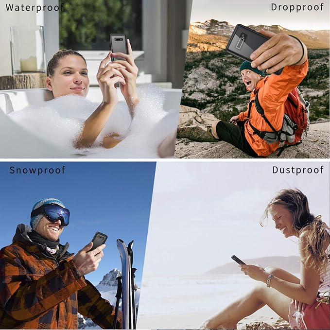 Lanhiem for Samsung Galaxy S10+ Plus Case, IP68 Waterproof Dustproof Case with Built-in Screen Protector, Rugged Full Body Shockproof Protective Cover for Galaxy S10 Plus (Black/Clear)