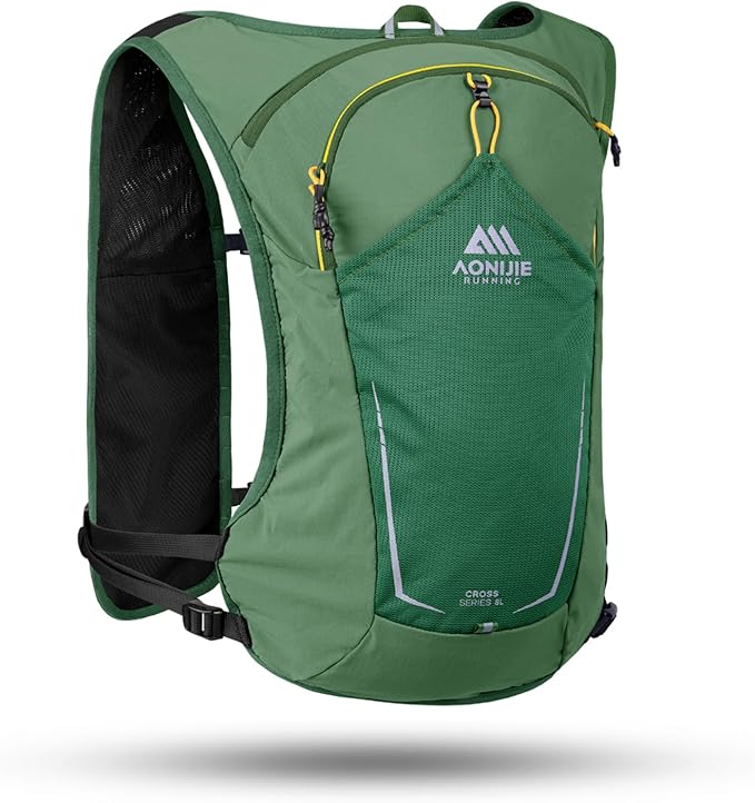AONIJIE Running Hydration Vest for Men & Women, 8L Hydration Backpack, Multiple Pocket Designs for Water Bottles/Bladders, Lightweight Breathable for Hiking, Climbing, Marathon & Cycling