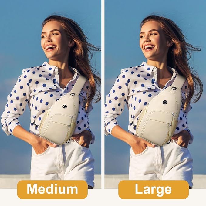 Pritent Crossbody Bags for Women Man Waterproof Sling Bag Backpack Trendy Casual Cross Body Bag with Convertible Shoulder Strap Chest Bag for Camping Hiking Travel Essentials (Ivory, Medium )