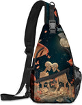 FyLybois Skull Sling Bag for Women Lightweight Crossbody Backpack Casual Daypack with Adjustable Strap for Travel Work Hiking Everyday Use