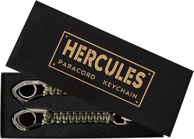 HERCULES Paracord Keychain Set – 2 Pack Lanyard Rope with Aluminum Clip, Durable Paracord Wrist Strap for Outdoor Activities, Army Green