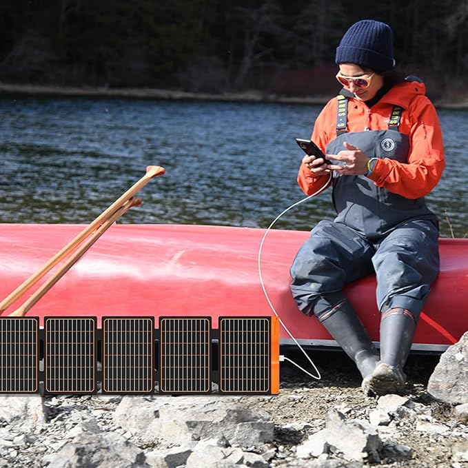 FlexSolar 2PCS 60W Portable Solar Panels Chargers with PD3.0 USB-C,QC3.0 USB-A and DC Outputs Foldable IP67 Waterproof Power Emergency Camping for Small Power Station Generator,Phones, Power Banks