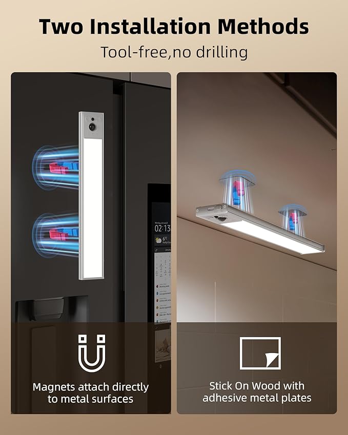 EZVALO 5-Pack Under Cabinet Lighting, 3300mAh Rechargeable Motion Sensor Light, 12inch Magnetic Closet Lights with Dimmable & 3 Color Temps, Wireless Motion Activated Lights with Remote for Kitchen