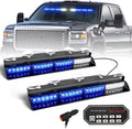 HLauto 604N Emergency Dash Strobe Lights: 2x16.8 inch Blue Security Light w/Take Down, 48 LED Safety Flashing Warning Hazard Interior Windshield Light Bar for Trucks Vehicles