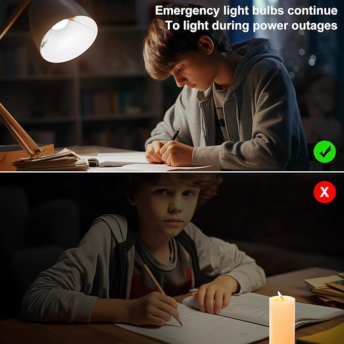 Ostwiki Rechargeable Light Bulbs, 1200mAh Led Battery Backup Bulb for Lamps 6 Pack Emergency Light Bulbs for Power Outage Hurricane Camping 9W 3000K A21 Warm Light Battery Operated Light Bulb E26