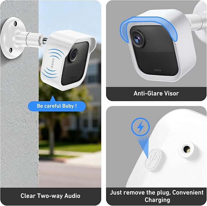 Blink Outdoor Camera Wall Mount Compatible with 2K+ & 4th Gen,3 Pack Weatherproof Protective Housing,360 Degree Adjustable with Blink Sync Module Core Outlet Mount for Blink Camera System