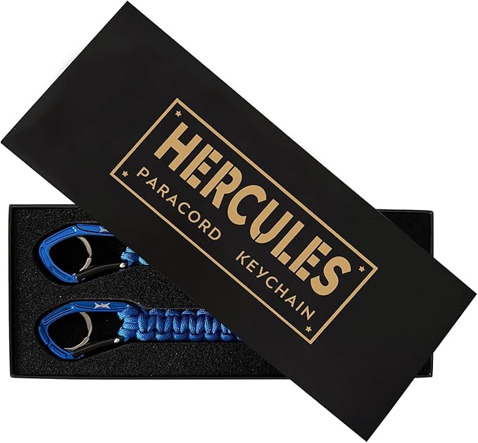 HERCULES Paracord Keychain Set – 2 Pack Lanyard Rope with Aluminum Clip, Durable Paracord Wrist Strap for Outdoor Activities, Royal Blue