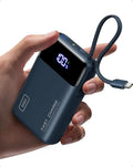 INIU 20000mAh Power Bank, Small Portable Charger, 45W PD Fast Charging Battery Pack with Build in USB-C Cable, Travel Phone Charger for iPhone 17 16 15 14 Air Samsung S25 S24 Google iPad Xiaomi, Blue