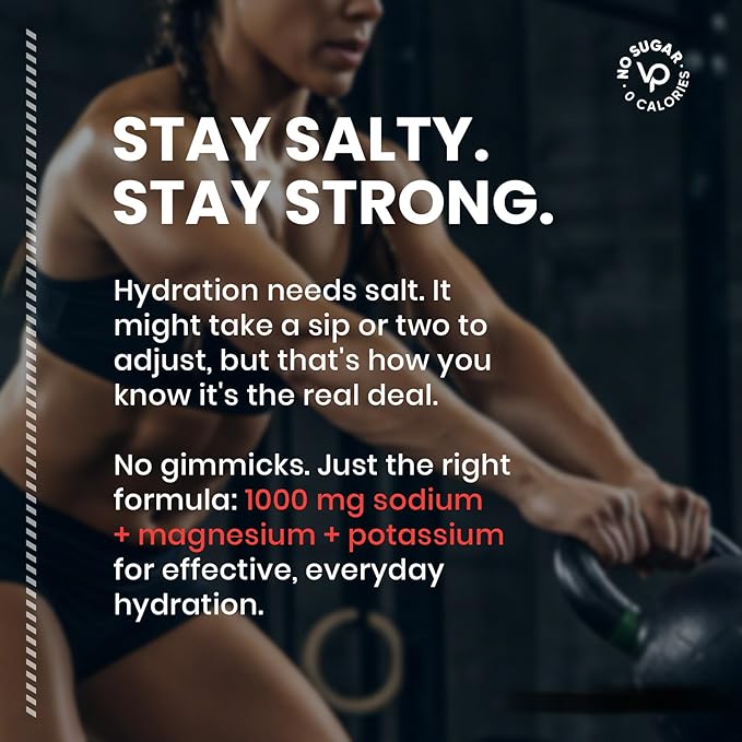 Venture Pal High Sodium Sugar-Free Electrolyte Powder Packets - Hydration Packets with Sodium, Potassium & Magnesium | Zero Calories | Vegan, Keto, and Paleo Friendly | 30 Sticks
